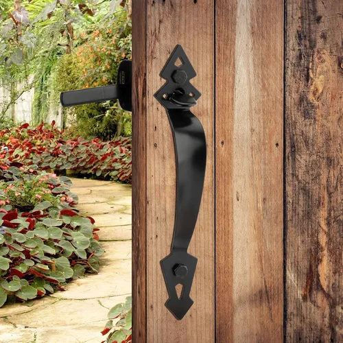 Vista 8 de Cerradura de puerta de pulgar para valla de madera resistente, cierres de puerta de cierre automático con mango decorativo de 8 pulgadas, kit