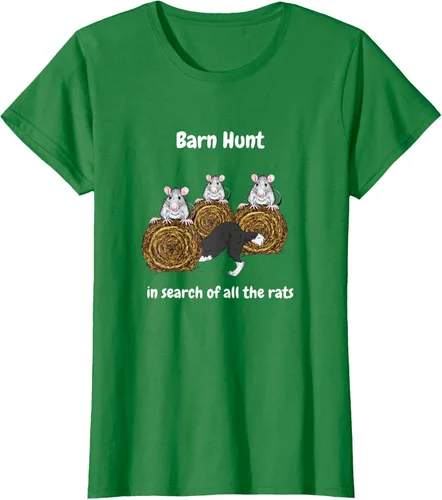 Vista 25 de Funny Barn Hunt - En busca de las ratas con Border Collie Camiseta, Negro