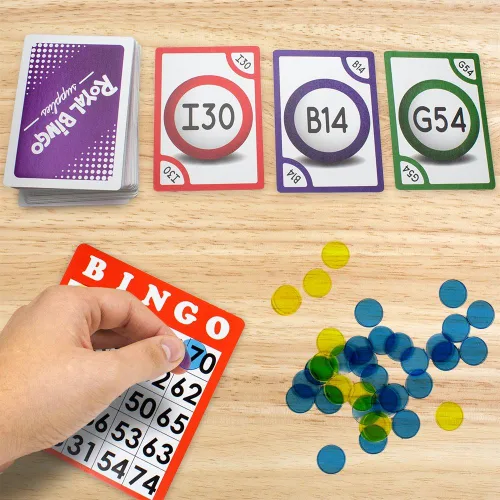Vista 2 de Royal Bingo - Tarjetas de llamadas regulares, paquete de 81, fuente de alta visibilidad, 3.5 x 2.5 pulgadas por tarjeta, repuesto para rifa y pelotas