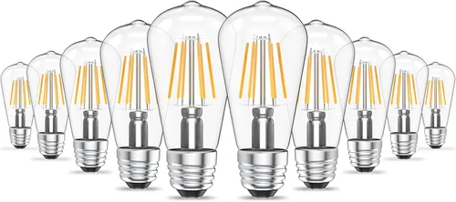 Vista 10 de Ralbay Bombillas LED Edison ST48 vintage equivalentes a 60 vatios, paquete de 6, luz blanca natural brillante de 4500 K, bombillas de filamento LED