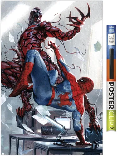 Vista 19 de Trends International Marvel Comics Carnage - Póster de pared de batalla con Spider-Man, 14.725 x 22.375 pulgadas, versión enmarcada de madera