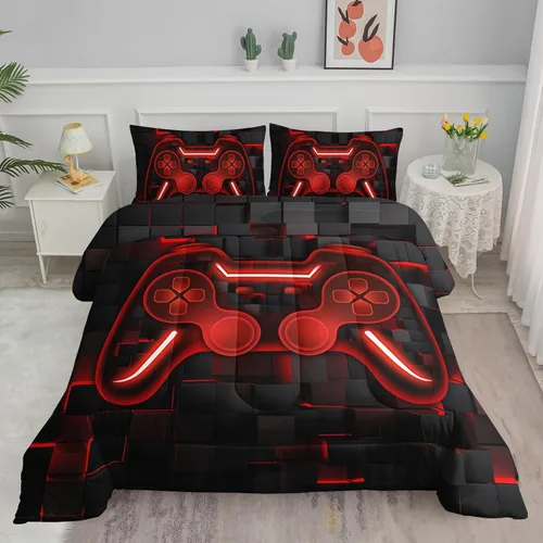 Vista 15 de Axolotl - Juego de ropa de cama para niños con diseño de gatos de dibujos animados tamaño individual, juego de edredón con líneas degradadas y lindo