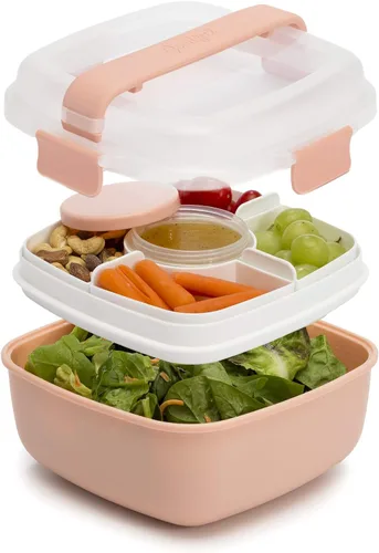 Vista 11 de Goodful Caja de almuerzo apilable, almacenamiento de alimentos estilo Bento con compartimentos extraíbles para sándwich, aperitivos, coberturas