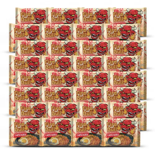Vista 2 de Ramen Fire Bull - Ramen salteado de carbonara picante intenso Auténtico calor coreano se une a la delicia sabrosa Fideos gruesos y masticables