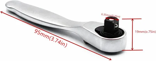 Vista 2 de Trinquete 1/4" Drive, mango de trinquete 72 dientes Llave de herramientas de reparación de mano pequeña, llave de enchufe de liberación rápida, 1