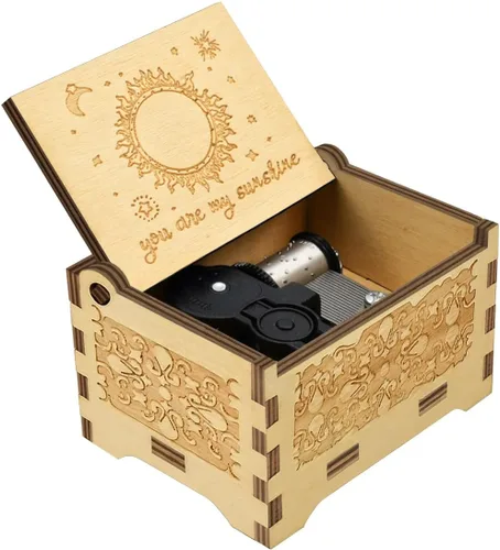 Vista 2 de Sooharic You are My Sunshine - Caja de música para hija, hijo, papá, mamá, única para niños, caja de música de madera con grabado vintage