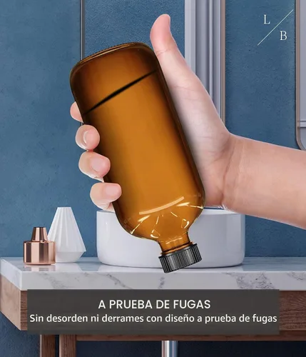 Vista 7 de LiBa Paquete de 2 botellas de vidrio ámbar, botella de spray vacía recargable de 16 onzas para limpieza, aceites esenciales, cabello, plantas
