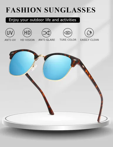 Vista 77 de AEVOGUE Gafas de sol polarizadas para mujeres y hombres semi marco retro gafas de sol AE0369