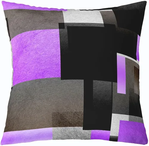Vista 22 de Paquete de 4 fundas de almohada para exteriores, color rojo burdeos, juego de fundas de cojín geométricas cuadradas de color marrón y gris