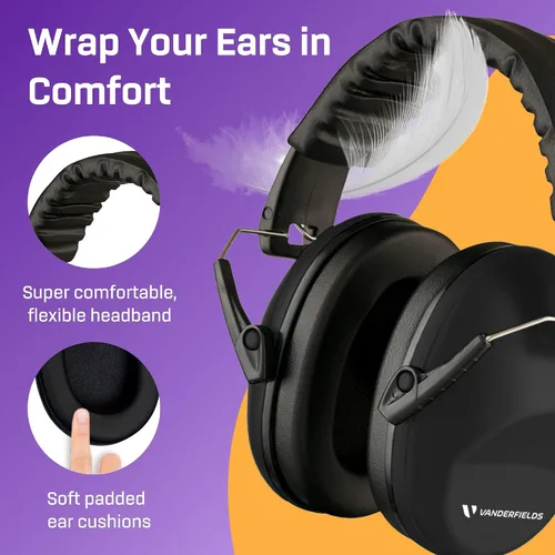 Vista 4 de Vanderfields Auriculares de Protección Auditiva - 26dB - Protección Auditiva para Tiro de Rango - Orejeras con Cancelación de Ruido para Adultos