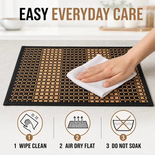 Vista 13 de Juego de 4 manteles individuales de bambú, resistentes al calor, para mesa de comedor, manteles individuales de bambú duraderos, resistentes a