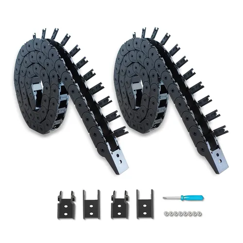 Vista 12 de 2 cables de cadena de arrastre de 39.4 pulgadas, cadena de cable R15 para fresadora CNC e impresora 3D, 2 pares adicionales de conectores finales, 1