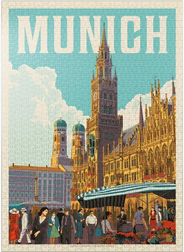 Vista 9 de MyPuzzle Alemania: Munich, póster vintage, rompecabezas de 100 piezas para adultos