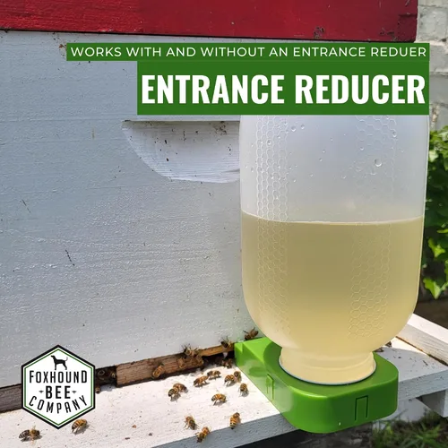 Vista 6 de Foxhound Bee Co: Comedero de abejas para apicultura con alimentador de entrada de plástico y botella extragrande de medio galón para alimentar