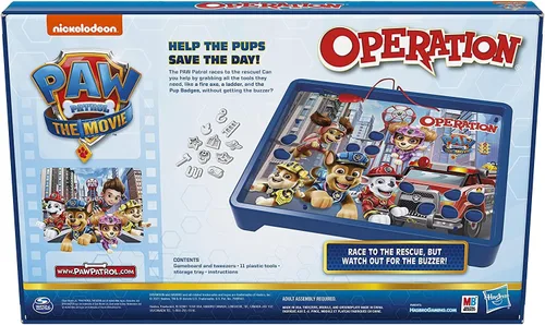 Vista 5 de Operation Game: Paw Patrol The Movie Edition Juego de mesa para niños de 6 años en adelante, juego de Paw Patrol de Nickelodeon para 1 o más