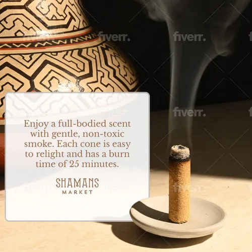 Vista 7 de Shamans Market Palo Santo & 7 Andean Herbs Cone Inciense - Caja de 6 Cajas