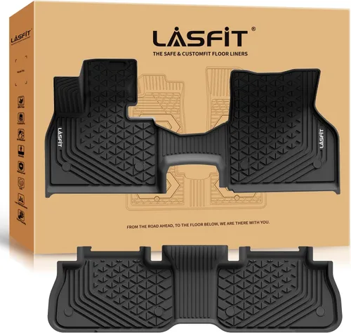 Vista 37 de LASFIT - Tapetes de suelo y maletero de auto, ajuste personalizado, de TPE, para todo tipo de clima, impermeable, juego completo, negros