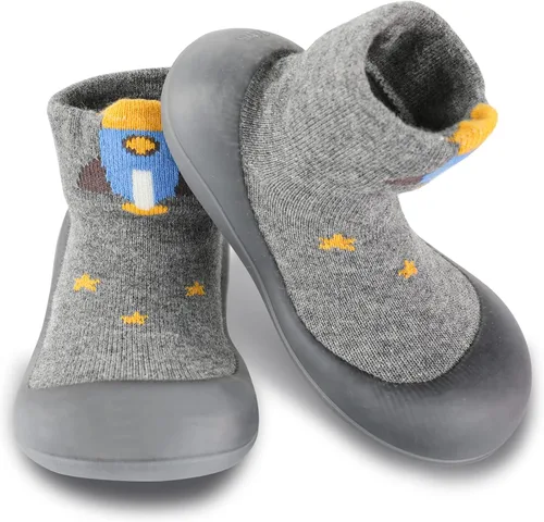 Vista 2 de SEBELLST Zapatos de calcetín para bebés y niños pequeños, suela de goma de animales, antideslizantes, para interiores, para el primer piso, suela