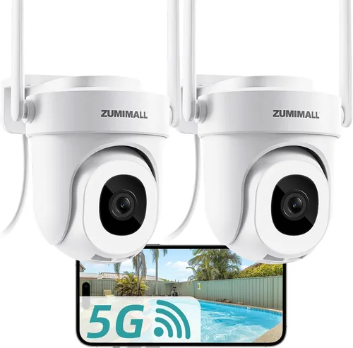 Vista 15 de ZUMIMALL Cámara de Seguridad Inalámbrica para Exteriores 3MP HD Negra, WiFi 2.4G/5G, Grabación 24/7 con Alimentación por Cable Seguimiento