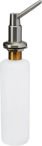 Vista 3 de Kingston Brass KB828K8 Chatham - Grifo de cocina con mango de una sola palanca con rociador y dispensador de jabón, níquel cepillado, alcance