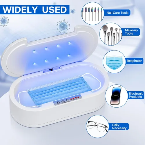 Vista 7 de Caja de limpieza de uñas, con carga USB portátil de luz azul Efficient Health Protection For Manicure Beauty Barber Salon Tools, Jewelry, Glasses