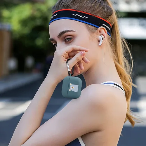 Vista 7 de Bonita funda de oso compatible con AirPods 3 con llavero, diseño de animales de dibujos animados, funda de TPU suave para AirPods de tercera