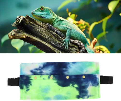 Vista 3 de Transportador de cabestrillo de lagarto, correa suave, para reptiles, amplio espacio para acampar (azul verde)