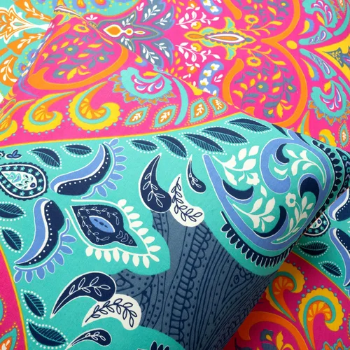 Vista 5 de Lush Decor Juego de funda de edredón reversible de algodón bohemio chic tamaño Queen de 3 piezas, tamaño matrimonial/queen, turquesa y azul marino