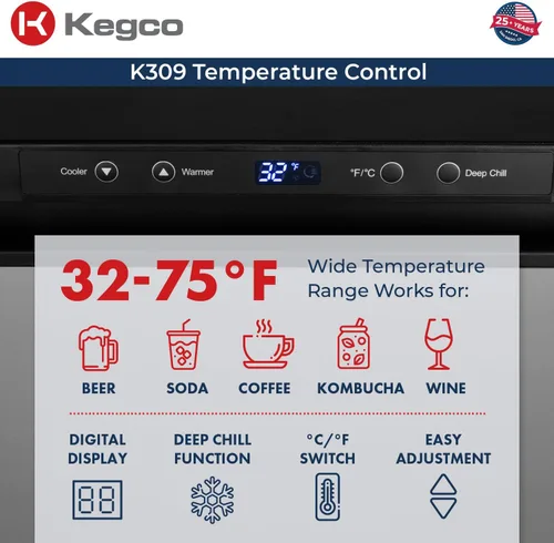 Vista 13 de Kegco K309SS-2 Kegerator digital de acero inoxidable de doble grifo de 61 cm de ancho