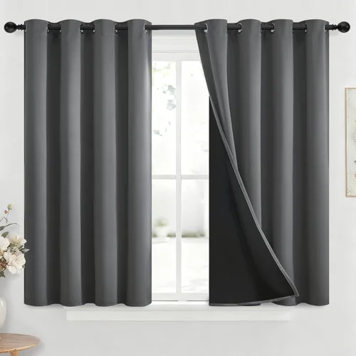 Vista 189 de Yakamok Cortinas negras, cortinas de ventana con aislamiento térmico y eficiencia energética para dormitorio, cortinas opacas completas y cortinas