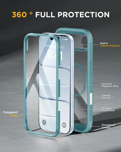 Vista 50 de Miracase Serie de vidrio para iPhone 11 de 6.1 pulgadas, funda protectora de cuerpo completo resistente mejorada con protector de pantalla de vidrio