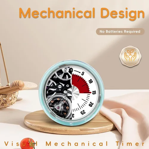 Vista 5 de Temporizadores de cocina para cocinar, temporizador visual de 0 a 60 minutos para niños, temporizador magnético de cocción manual con alarma fuerte