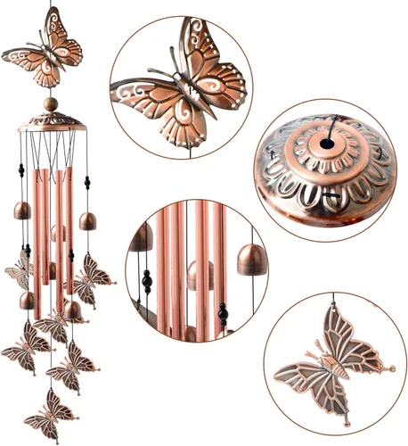 Vista 6 de Campanillas de viento de mariposa, regalo para abuela, regalos de cumpleaños para mamá para hija, regalo de amiga, tía, mujer, decoración