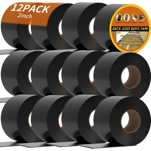 Vista 11 de Butyl Joist Tape for Decking 2''×50', 2 Rolls Waterproof Deck Tape Joist Tape, Waterproof and Anti-Corrosion Joists Deck Tape, Self Adhesive