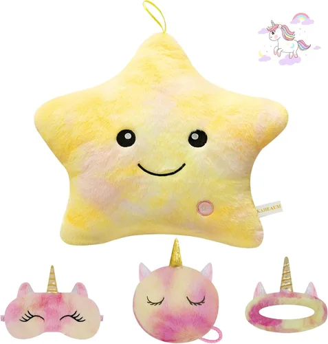 Vista 15 de Glow Star - Almohada con luz LED de noche, animales de peluche para niñas y niños, almohadas de peluche para adultos y niños, para fiestas