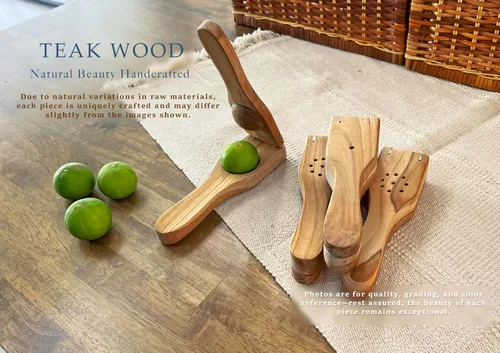 Vista 2 de AeraVida Exprimidor manual de madera de teca hecho a mano de limón lima Muddler de madera Accesorio de cocina duradero
