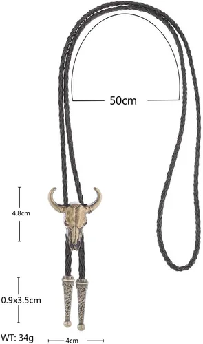 Vista 89 de Jeilwiy Corbata de bolo para hombre, corbata de vaquero occidental, collar de corbata de bolo dorado, corbata de cuero, corbata de Halloween