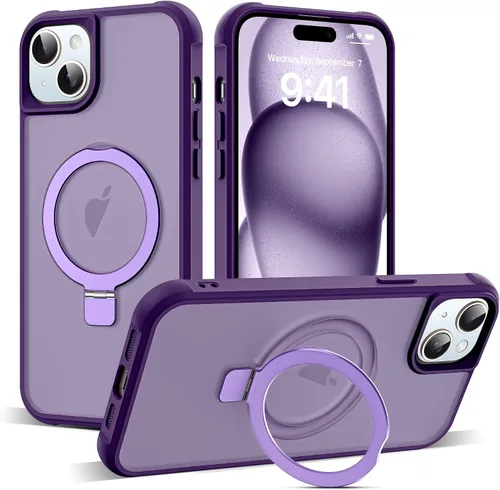Vista 97 de SKYLMW - Funda compatible con iPhone 11 de 6.1 pulgadas, con soporte magnético invisible tipo anillo, funda translúcida de grado militar, compatible