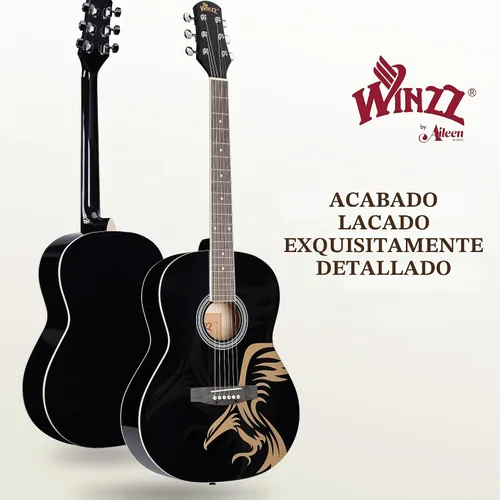 Vista 7 de Guitarra acústica de concierto WINZZ AF227A de 39 pulgadas con kit completo, Powerful Eagle