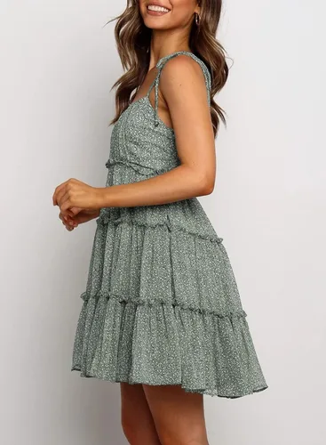 Vista 5 de Dokotoo Womens 2023 Summer Casual A-line Layered Ruffled Boho Mini Short Skater Dresses