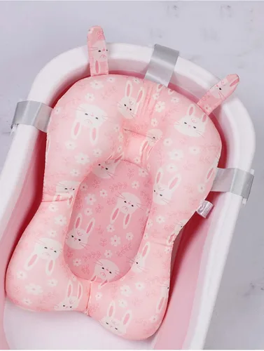 Vista 2 de Lindo oso de bebé recién nacido, cojín flotante de espuma para bañera de bebé, ajustable, antideslizante, cojín de baño para bañera de 0 a 18 meses