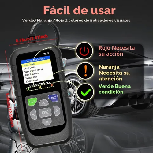 Vista 3 de Herramienta de diagnóstico OBD2 para coche, lector de código, probador de voltaje, código de falla de la luz de motor, OBD2/EOBD para vehículos
