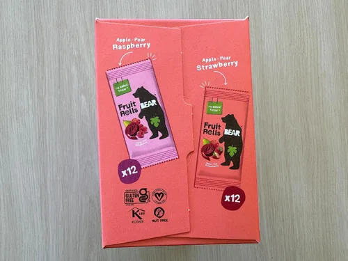 Vista 5 de Bear - Rollos de fruta real, paquete variado de fresa y frambuesa, 48 rollos (24 unidades, 2 rollos por paquete)