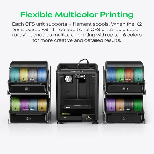Vista 3 de Creality K2 SE Combo 3D Impresora, compatible con impresión multicolor con CFS, 19.685 in/s de alta velocidad, nivelación automática inteligente