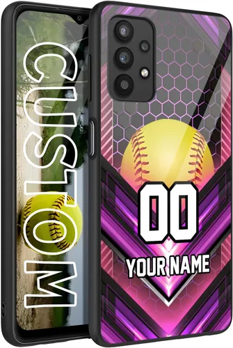 Vista 14 de Personalized Baseball Softball vs Name Number US Flag Decor Rubber Cover Phone Case for Galaxy America Fire