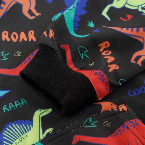 Vista 3 de Akyzic Sudadera con capucha para bebés y niños, diseño de dinosaurios, con bolsillo, sudadera cálida para niños
