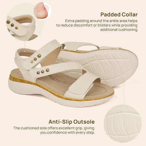 Vista 5 de ORTOREX Sandalias cómodas con soporte de arco para mujer, sandalias acolchadas para caminar
