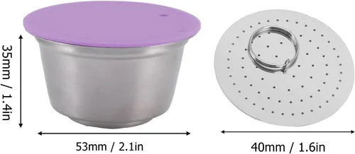 Vista 6 de Cápsulas de café reutilizables, cápsulas de café de repuesto de acero inoxidable, juego de tazas de filtro de café reutilizables con cubierta