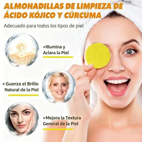 Vista 3 de Almohadillas limpiadoras de cúrcuma y ácido kójico, 20 unidades, manzanilla para manchas oscuras, tono de piel uniforme, almohadillas faciales
