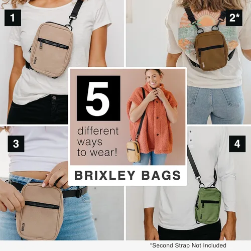 Vista 6 de Brixley Bolso Bandolera Cruzado Bolso de Viaje para Mujeres, Bolso Bandolera de 9 Bolsillos, Riñonera de 5 Posiciones Múltiples para Uso Diario